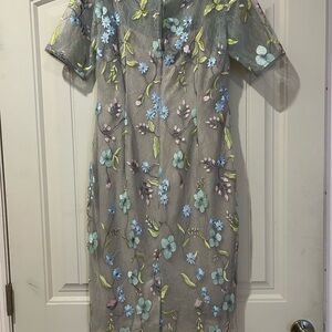 Adrianna Papell Embroidered Flower Drress